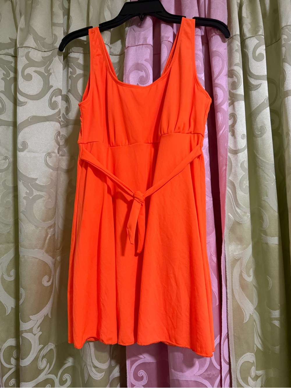 Women's Bright Orange Tie-Waist One-Piece Swimsuit